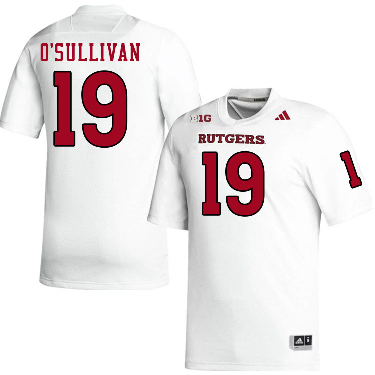 Men #19 Colin O'Sullivan Rutgers Scarlet Knights 2024 College Football Jerseys Stitched-White